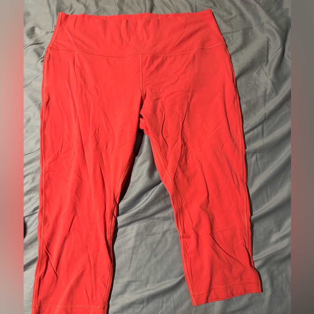 Lululemon Cropped Hot Pink/Coral Leggings
